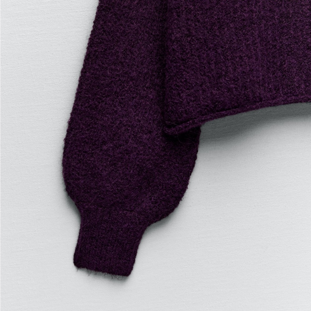 ZARA PURL KNIT SWEATER - PURPLE - M - Picture 7 of 12